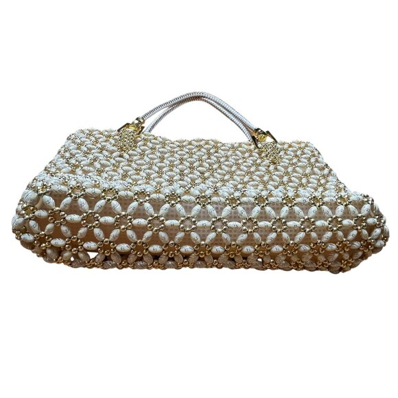 SBA Sefa Beaded Handbag With Gold Accents & White Faux Pearls - Picture 6 of 6